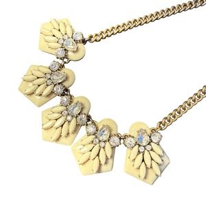 J. Crew Bib Statement Necklace Cream Gold Floral Crystal Geometric Preppy